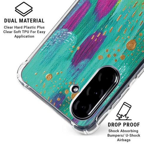 Turquoise Brush Stroke by Etta Vee Galaxy A36 5G Clear Case